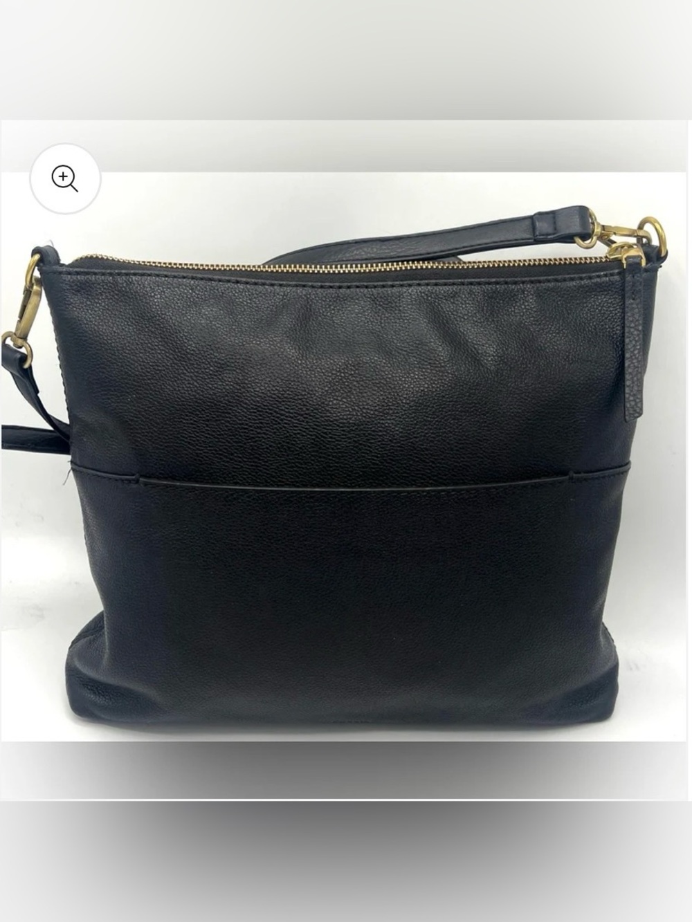 Fossil Black Fiona Crossbody Shoulder Bag w/Interior Zip Pouch Brass Hardware